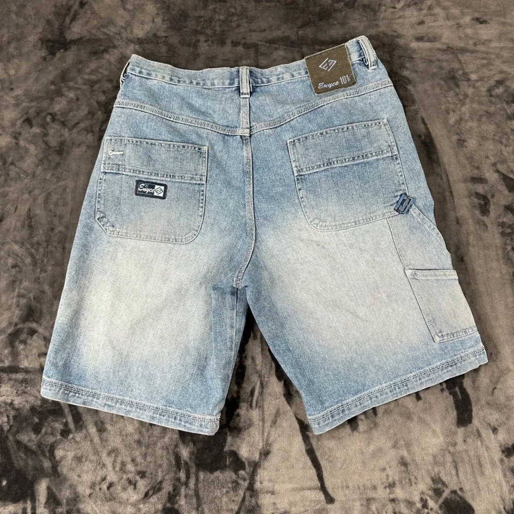 Enyce Denim Carpenter Shorts Mens 36 Light Blue Y2K Baggy Hip Hop 101 Utility